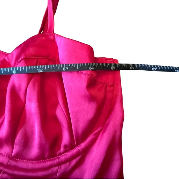 For Love & Lemons Isabella Bustier Mini Dress Red Satin Size Large (runs small) - Picture 5 of 11